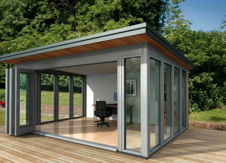Modern garden office built without concrete foundations